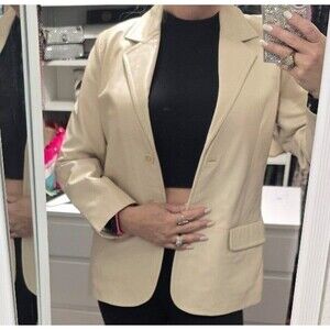 Margaret Godfrey Leather Cream Jacket sz 4P